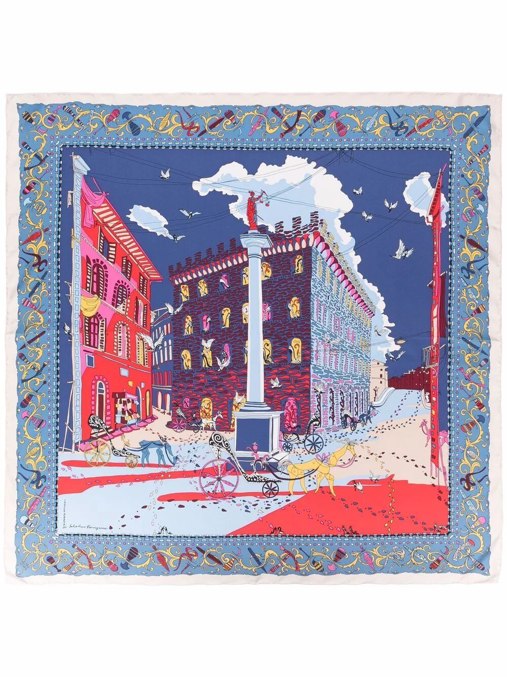 Ferragamo Women Palazzo Spini Feroni Print Silk Foulard FERRAGAMO