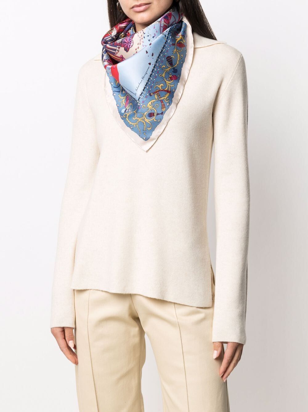 Ferragamo Women Palazzo Spini Feroni Print Silk Foulard FERRAGAMO