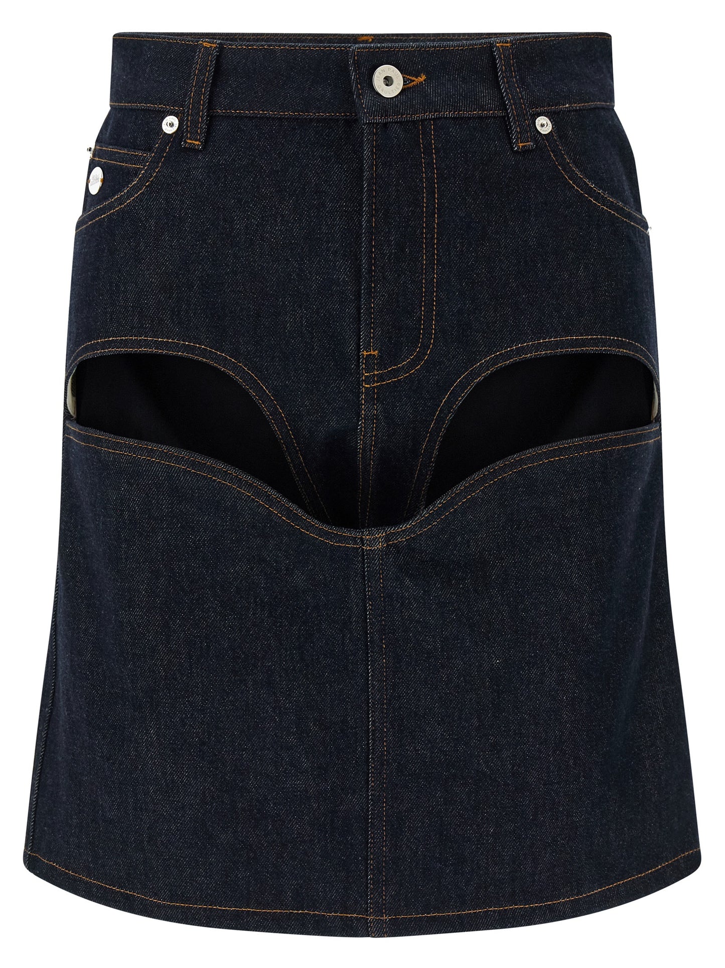 Jean Paul Gaultier Women 'Denim Mini Skirt With Cuts And Turn Up' Skirt JEAN PAUL GAULTIER