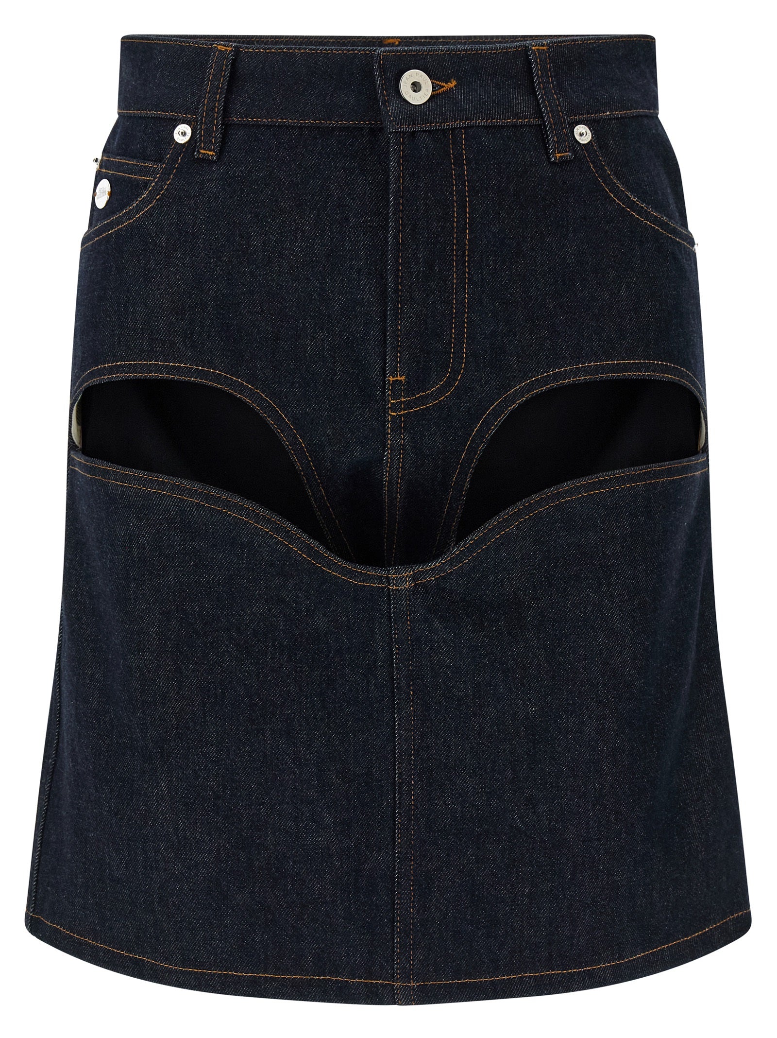 Jean Paul Gaultier Women 'Denim Mini Skirt With Cuts And Turn Up' Skirt JEAN PAUL GAULTIER