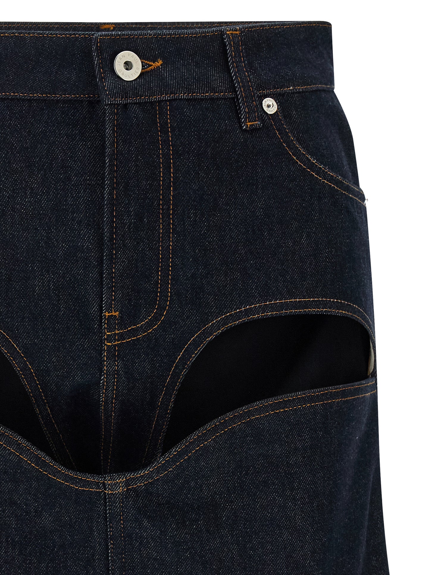 Jean Paul Gaultier Women 'Denim Mini Skirt With Cuts And Turn Up' Skirt JEAN PAUL GAULTIER