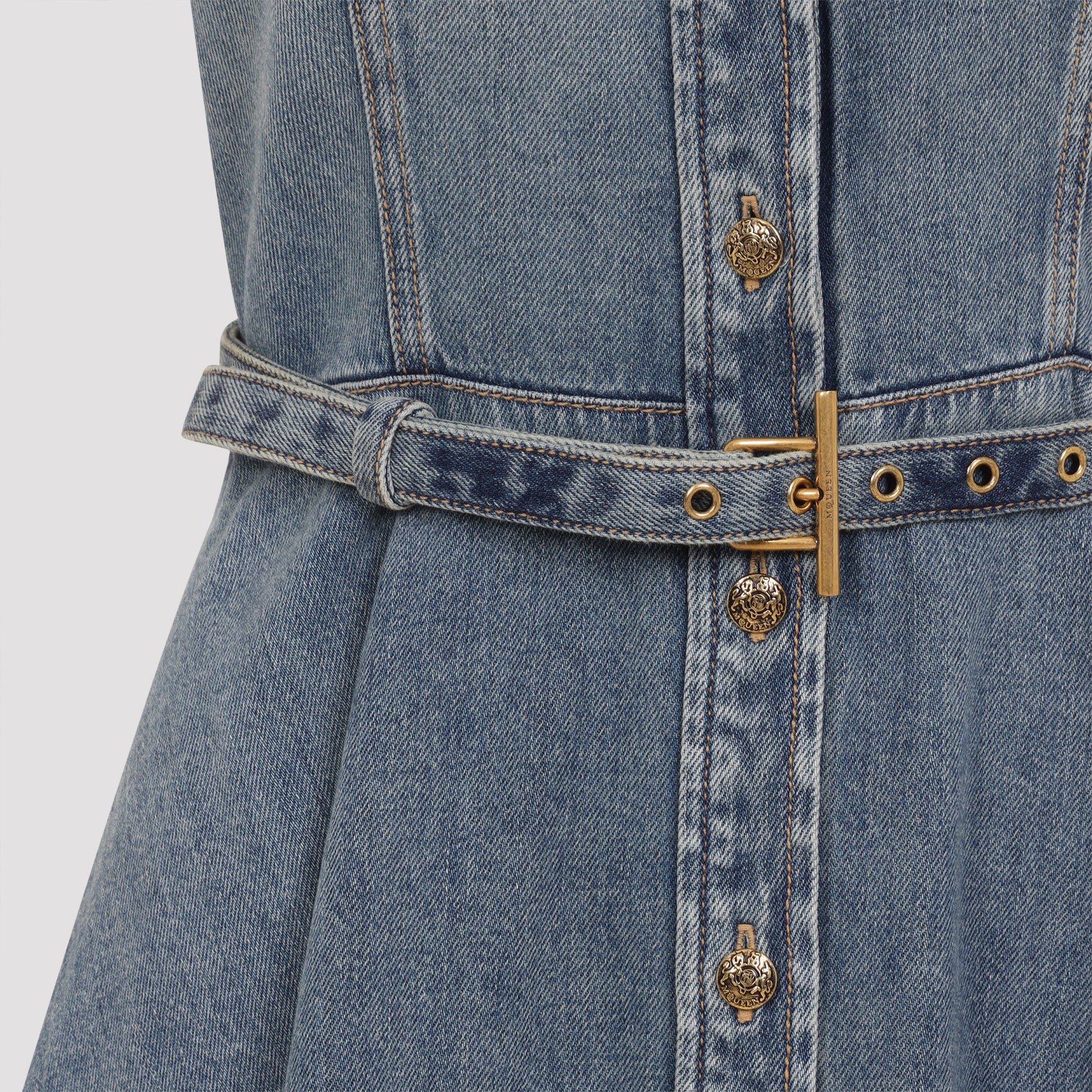 Alexander Mcqueen Denim Mini Dress Women ALEXANDER MCQUEEN