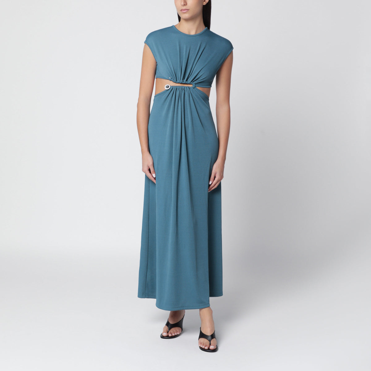 Christopher Esber Droplet Crystal Clasp Petrol Jersey Dress Women CHRISTOPHER ESBER