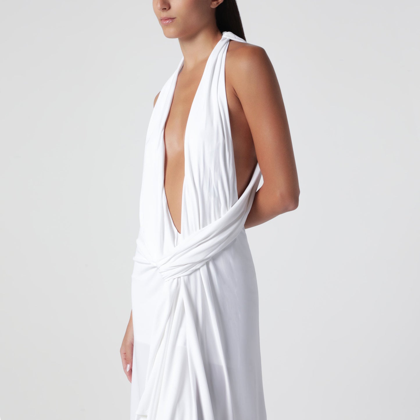 Christopher Esber Spire Cascade White Viscose Midi Dress Women CHRISTOPHER ESBER