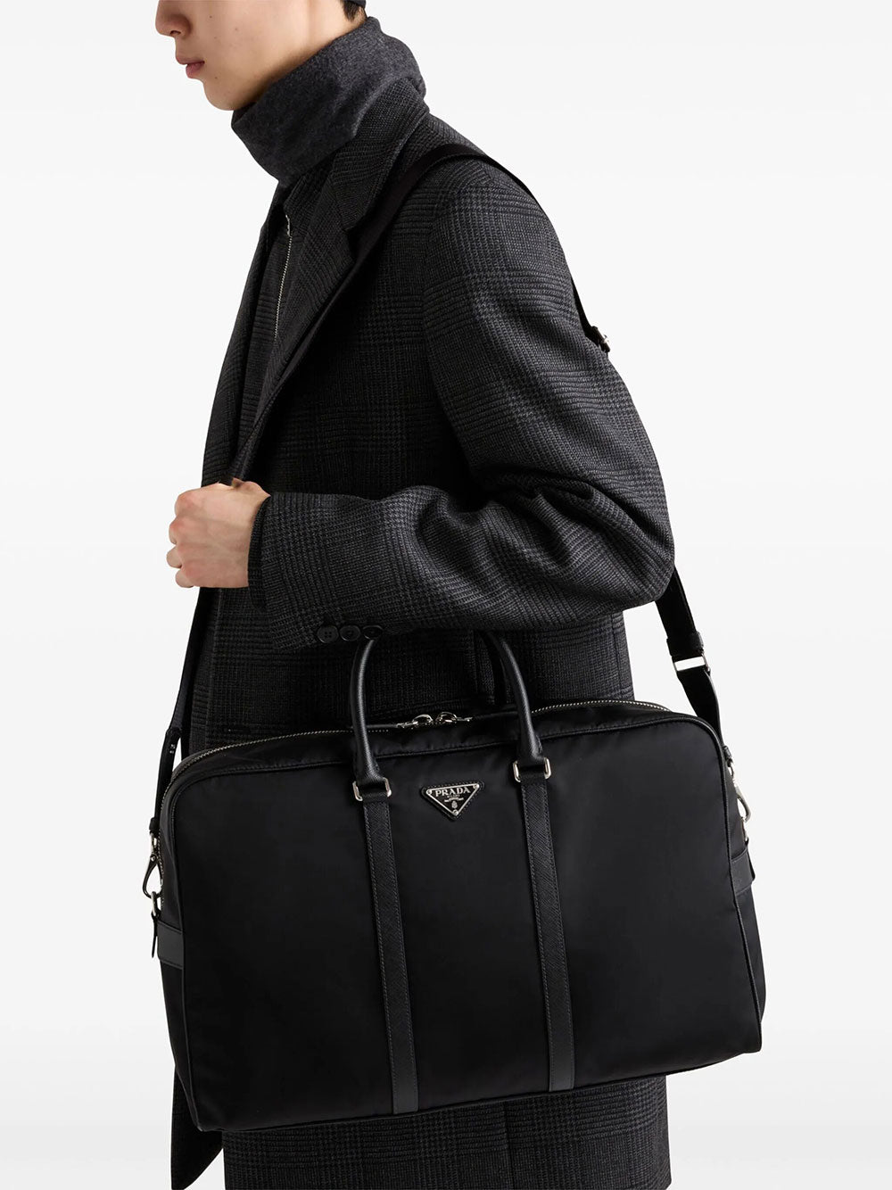 Prada Men Re-Nylon And Saffiano Leather Duffel Bag PRADA