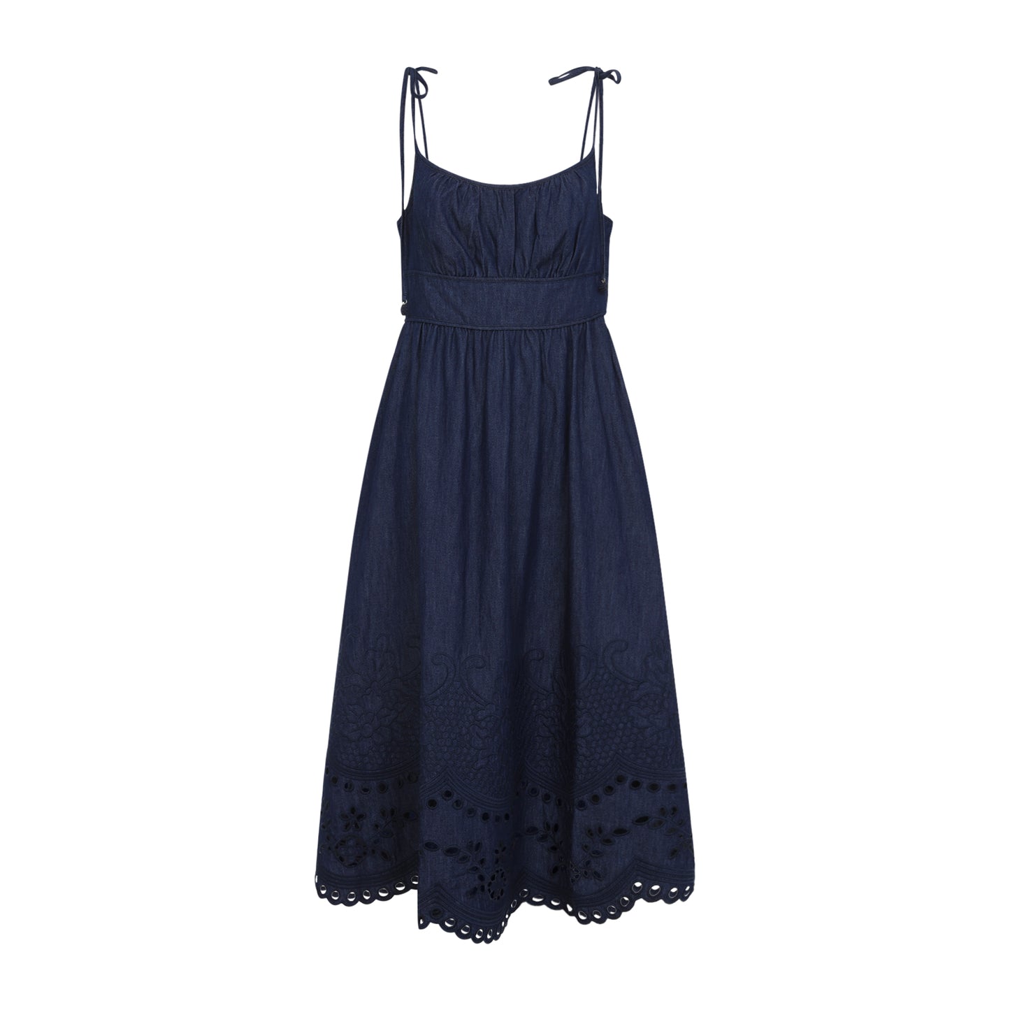 Zimmerman Mahon Broderie Denim Midi Dress Women ZIMMERMANN