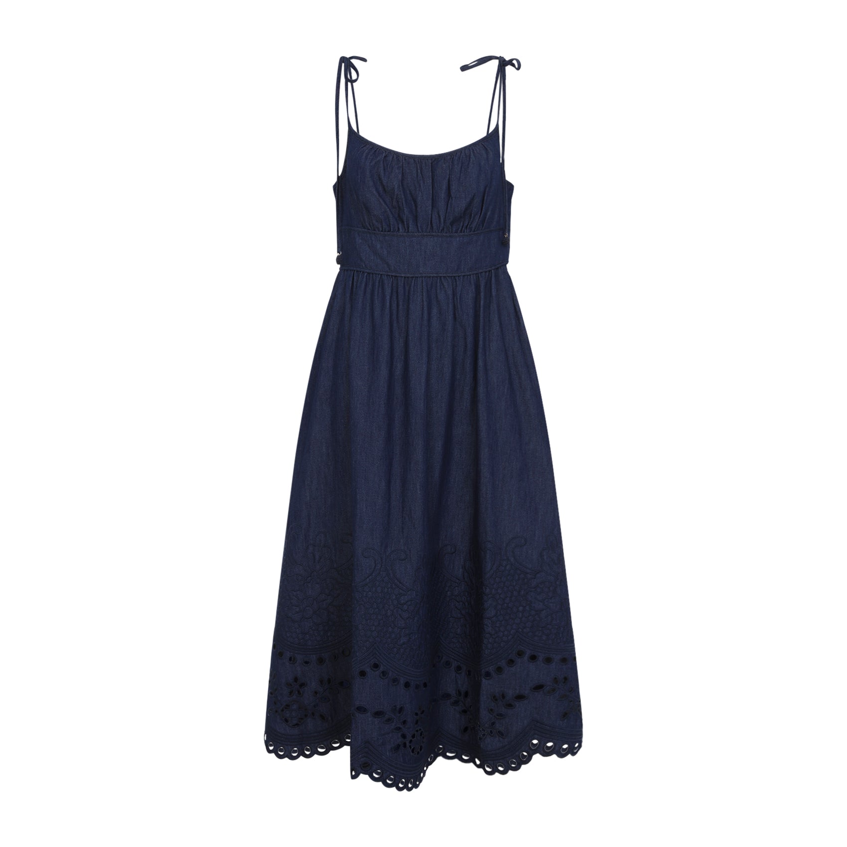 Zimmerman Mahon Broderie Denim Midi Dress Women ZIMMERMANN