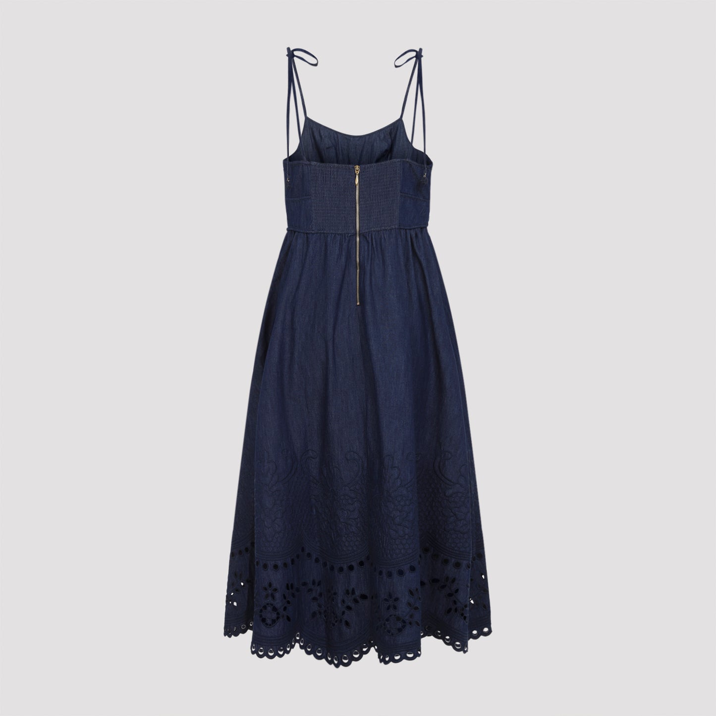 Zimmerman Mahon Broderie Denim Midi Dress Women ZIMMERMANN
