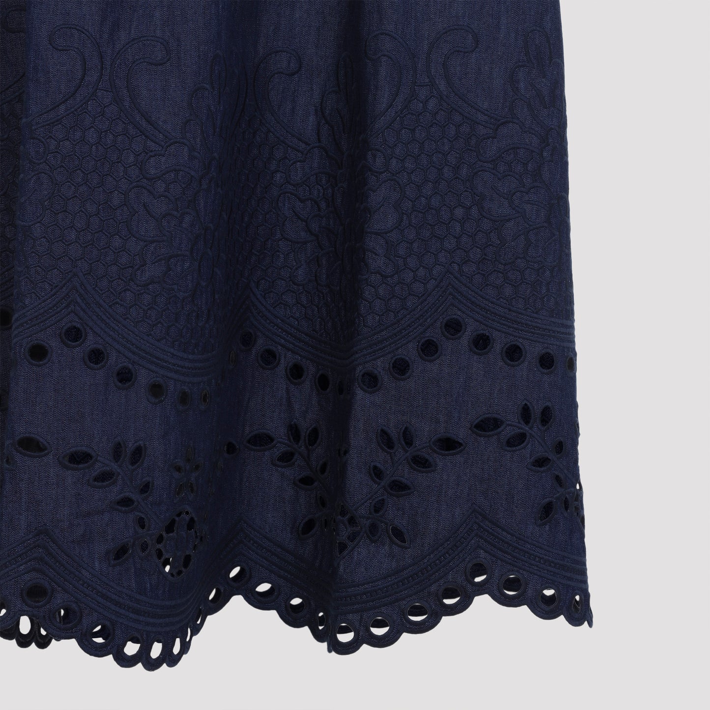 Zimmerman Mahon Broderie Denim Midi Dress Women ZIMMERMANN