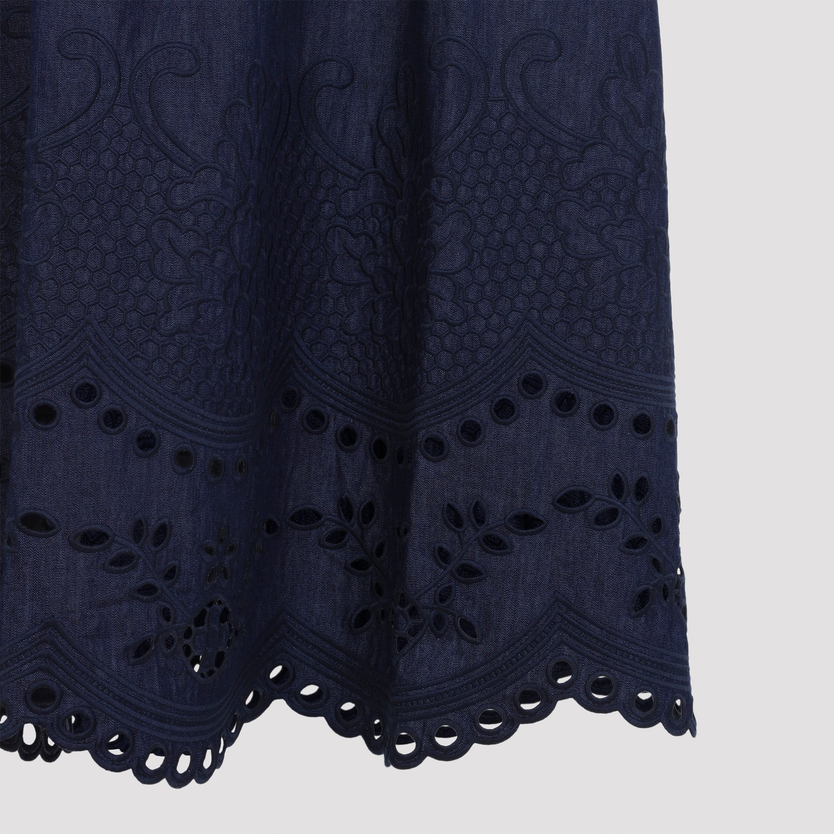 Zimmerman Mahon Broderie Denim Midi Dress Women ZIMMERMANN