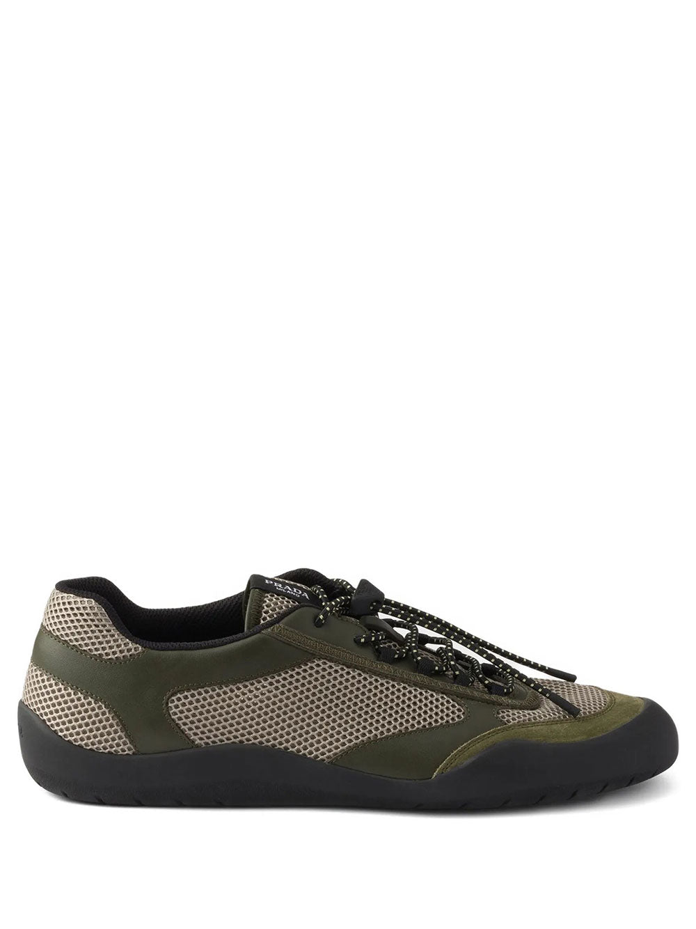 Prada Men Speedrock Leather And Mesh Fabric Sneakers PRADA