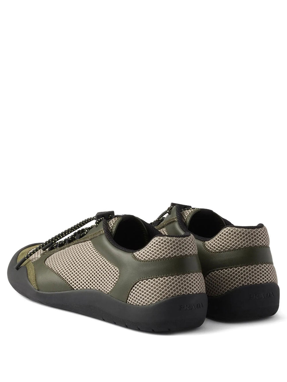 Prada Men Speedrock Leather And Mesh Fabric Sneakers PRADA