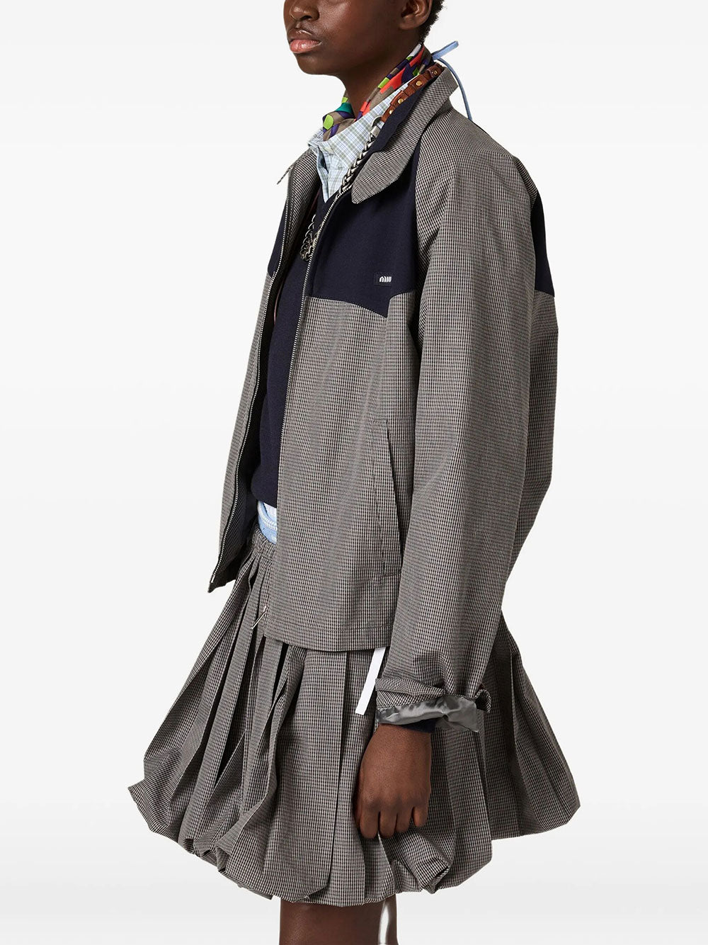 Miu Miu Women Gingham Check Blouson Jacket MIU MIU