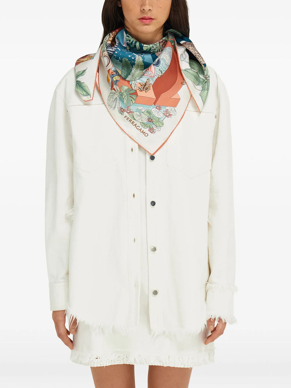 Ferragamo Women Jungle Party Print Silk Scarf FERRAGAMO
