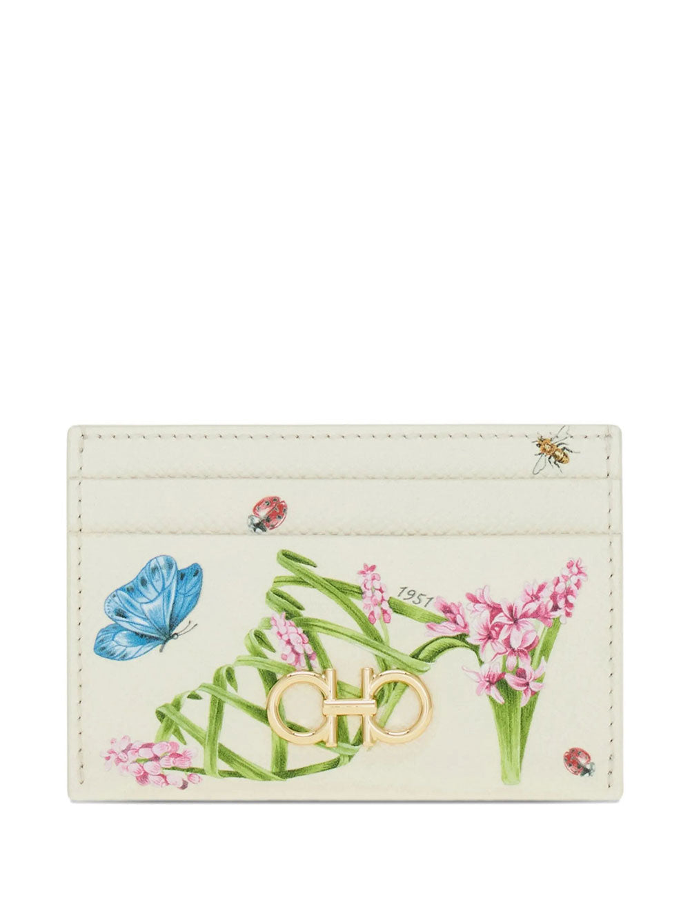 Ferragamo Women Gancini Card Holder With Floral Print FERRAGAMO