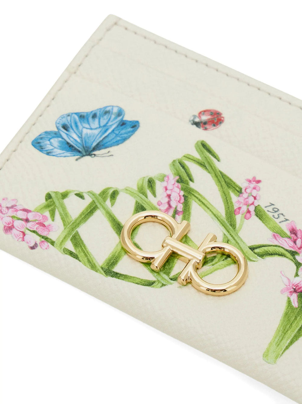 Ferragamo Women Gancini Card Holder With Floral Print FERRAGAMO