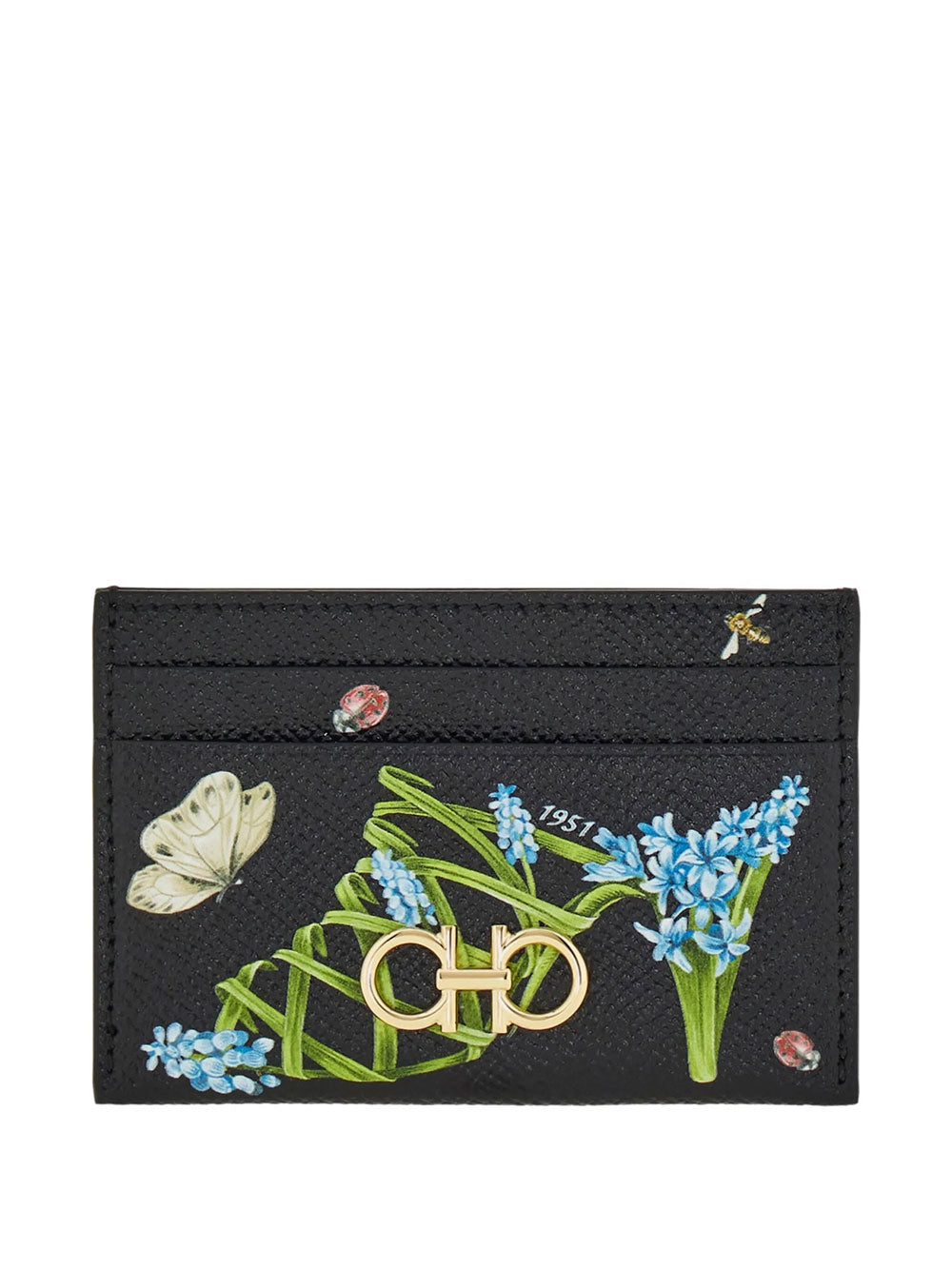 Ferragamo Women Gancini Card Holder With Floral Print FERRAGAMO