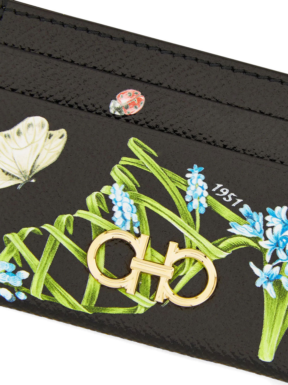 Ferragamo Women Gancini Card Holder With Floral Print FERRAGAMO