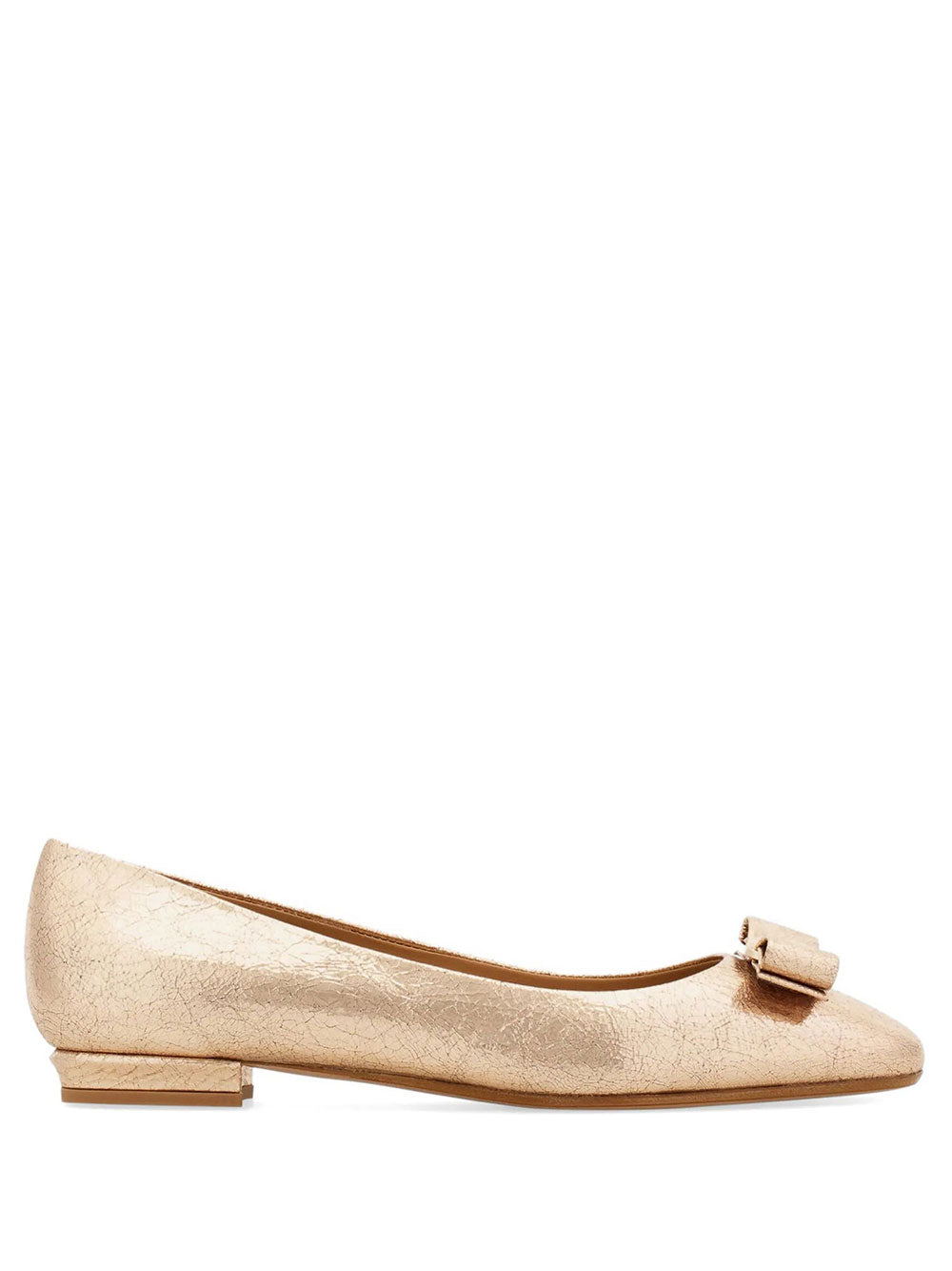 Ferragamo Women Vara Bow Craquelé Finish Leather Ballerinas FERRAGAMO