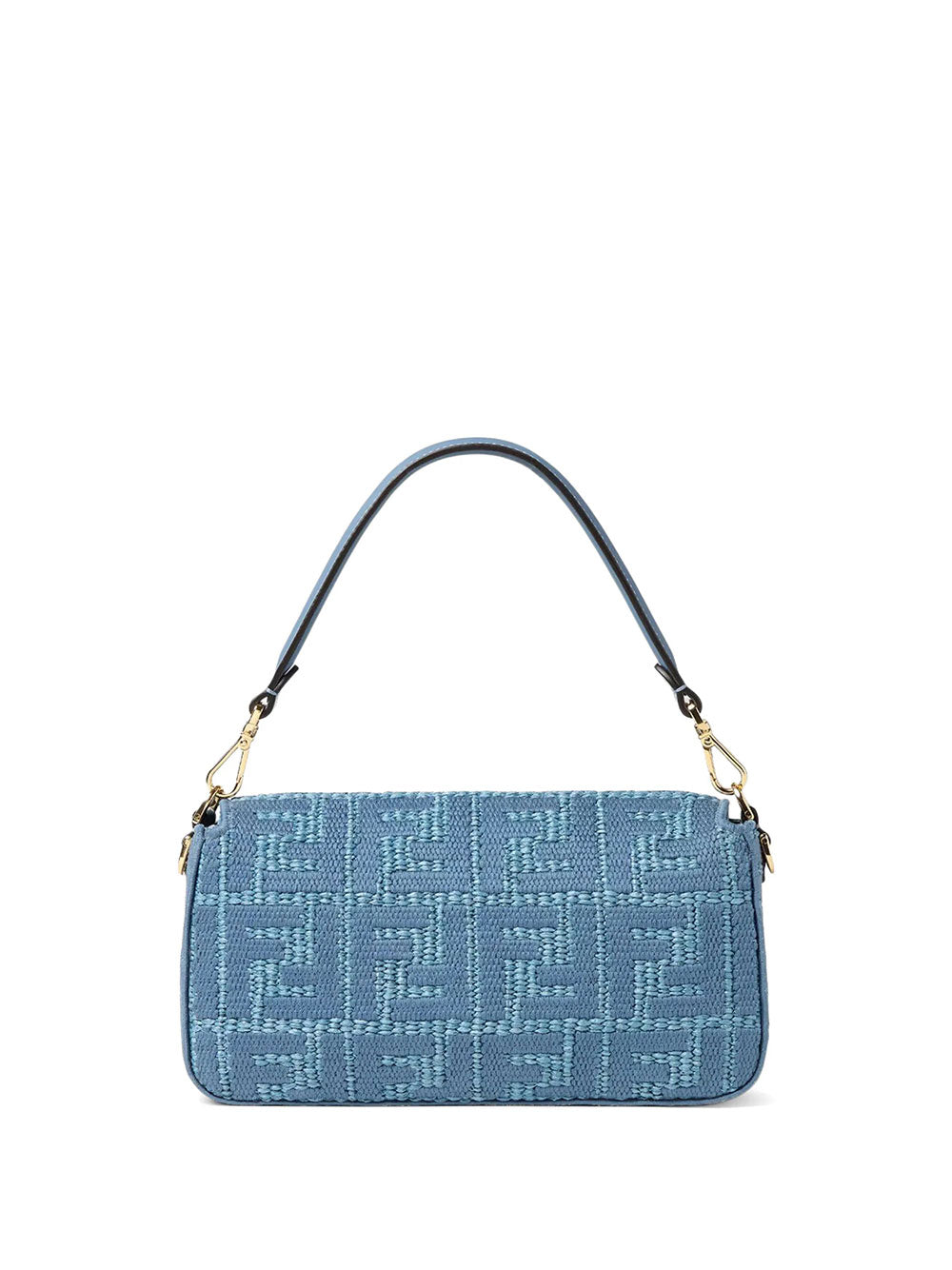 Fendi Women Baguette® Medium Woven Raffia-Effect Bag With Ff Embroidery FENDI