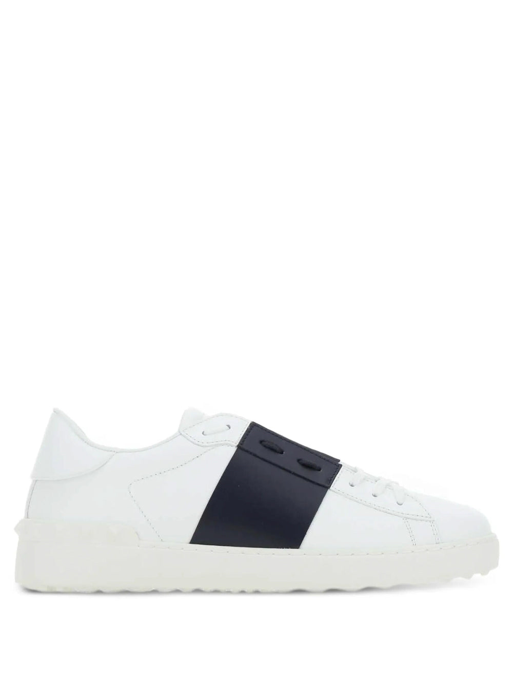 Valentino Garavani Men Open Leather Sneakers With Contrast Band And Stud Details VALENTINO GARAVANI