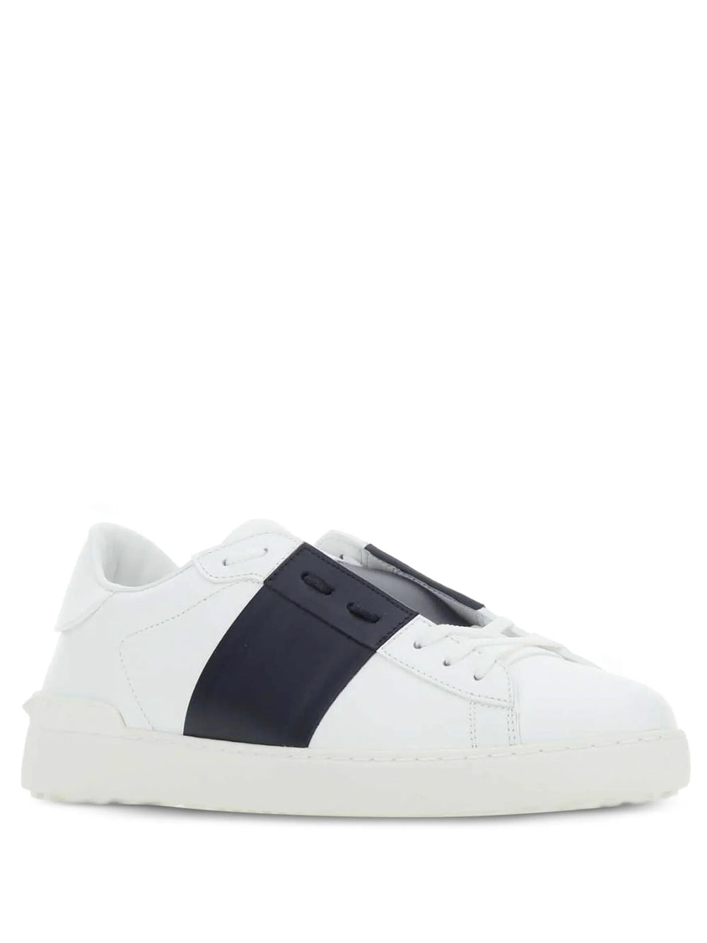 Valentino Garavani Men Open Leather Sneakers With Contrast Band And Stud Details VALENTINO GARAVANI