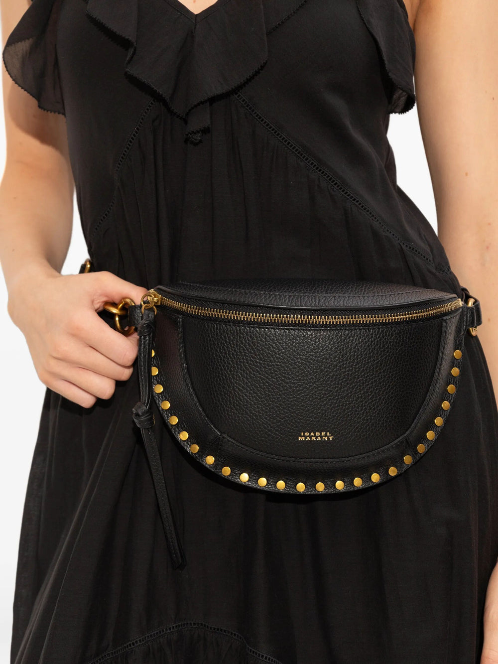 Isabel Marant Women Skano Hammered Leather Belt Bag With Studs ISABEL MARANT