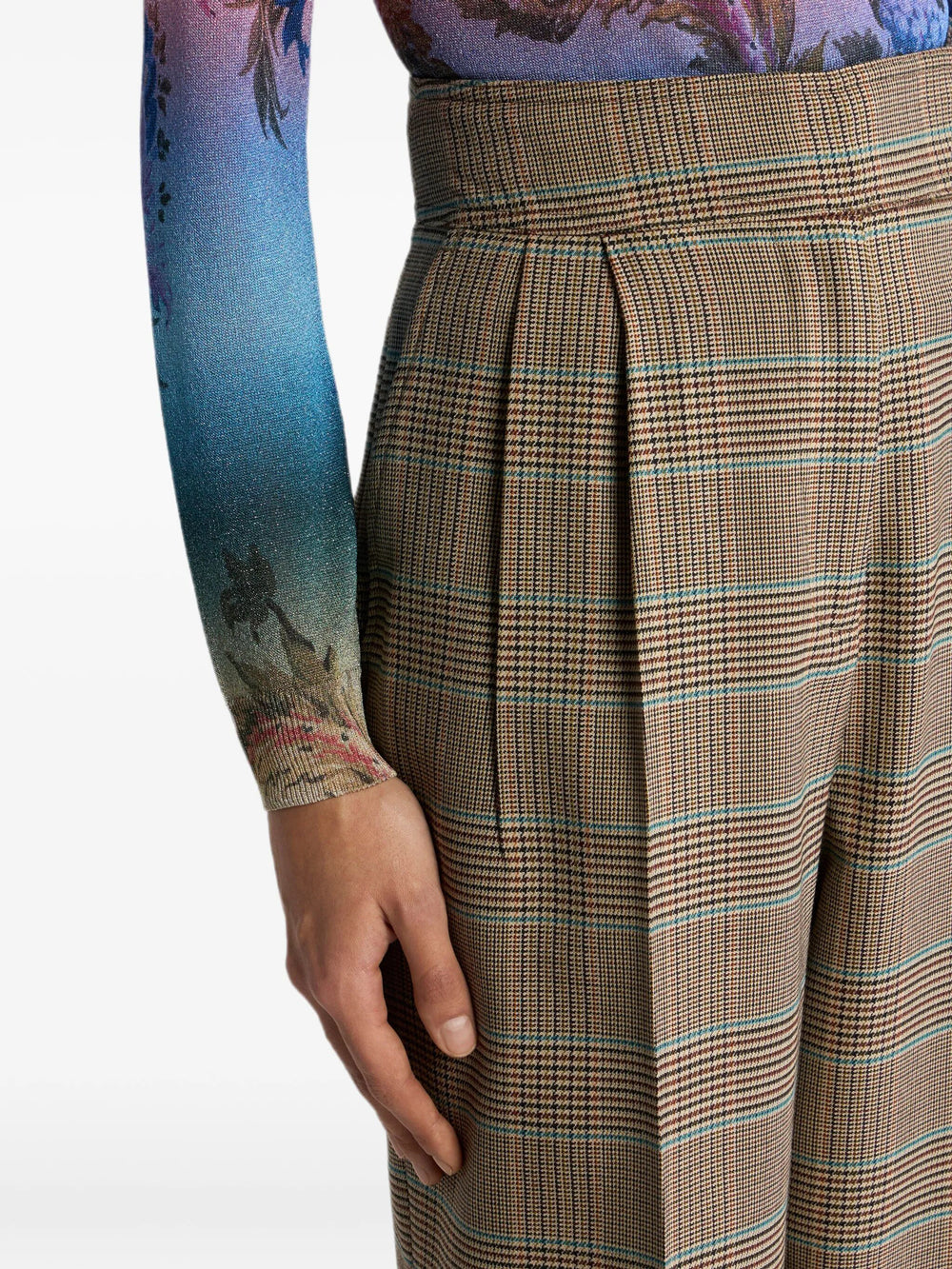 Etro Women Pantaloni In Lana Stretch Con Motivo Principe Di Galles ETRO