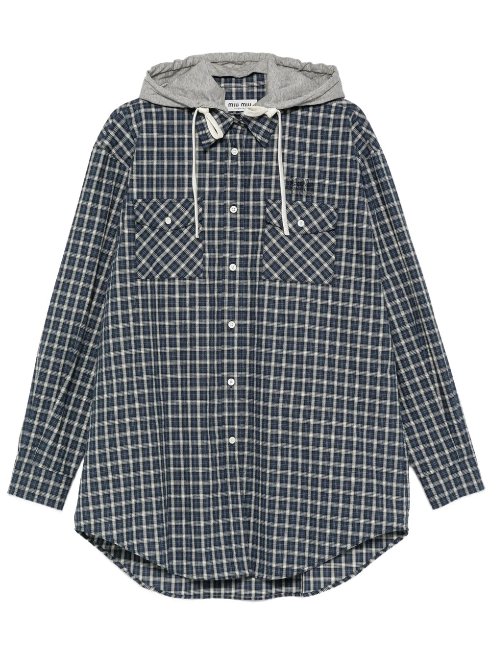 Miu Miu Women Check-Pattern Hooded Shirt MIU MIU