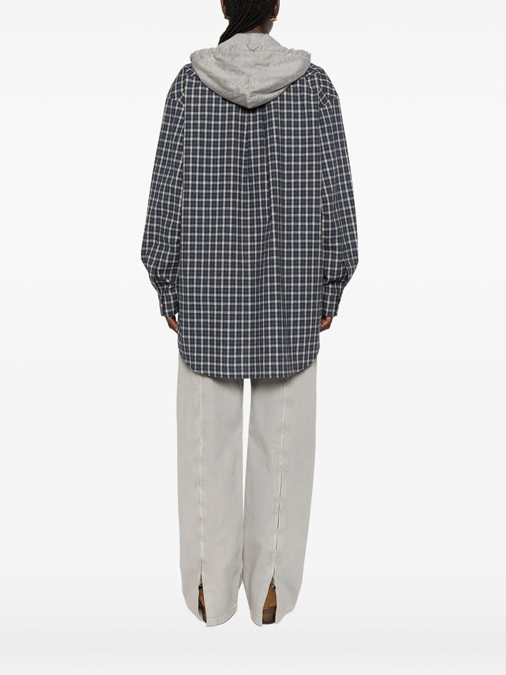 Miu Miu Women Check-Pattern Hooded Shirt MIU MIU