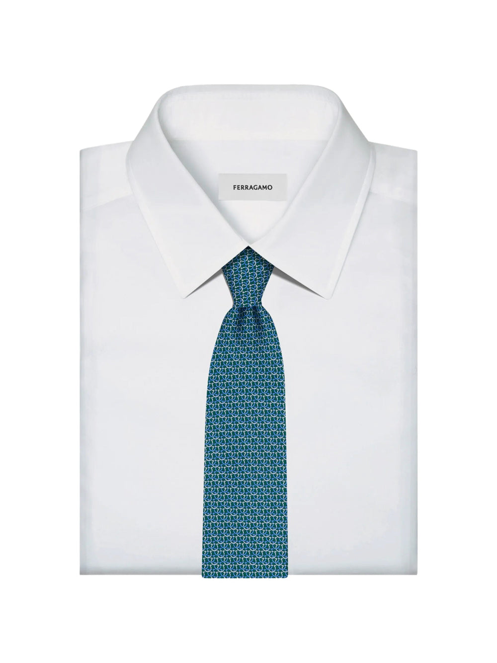Ferragamo Men Gancini Links Print Silk Tie FERRAGAMO