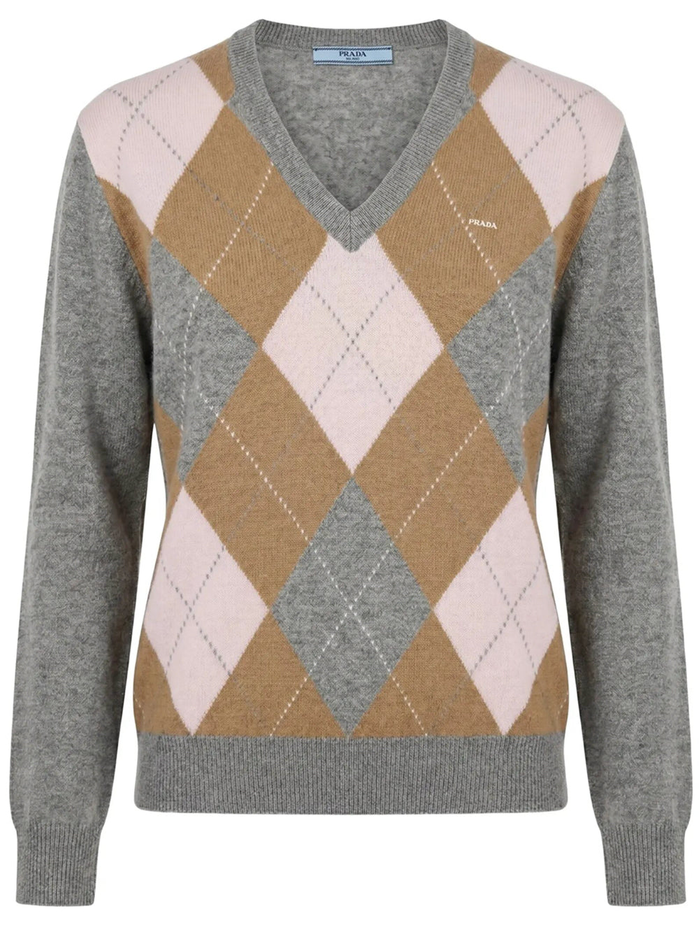 Prada Women Argyle-Pattern V-Neck Cashmere Sweater PRADA