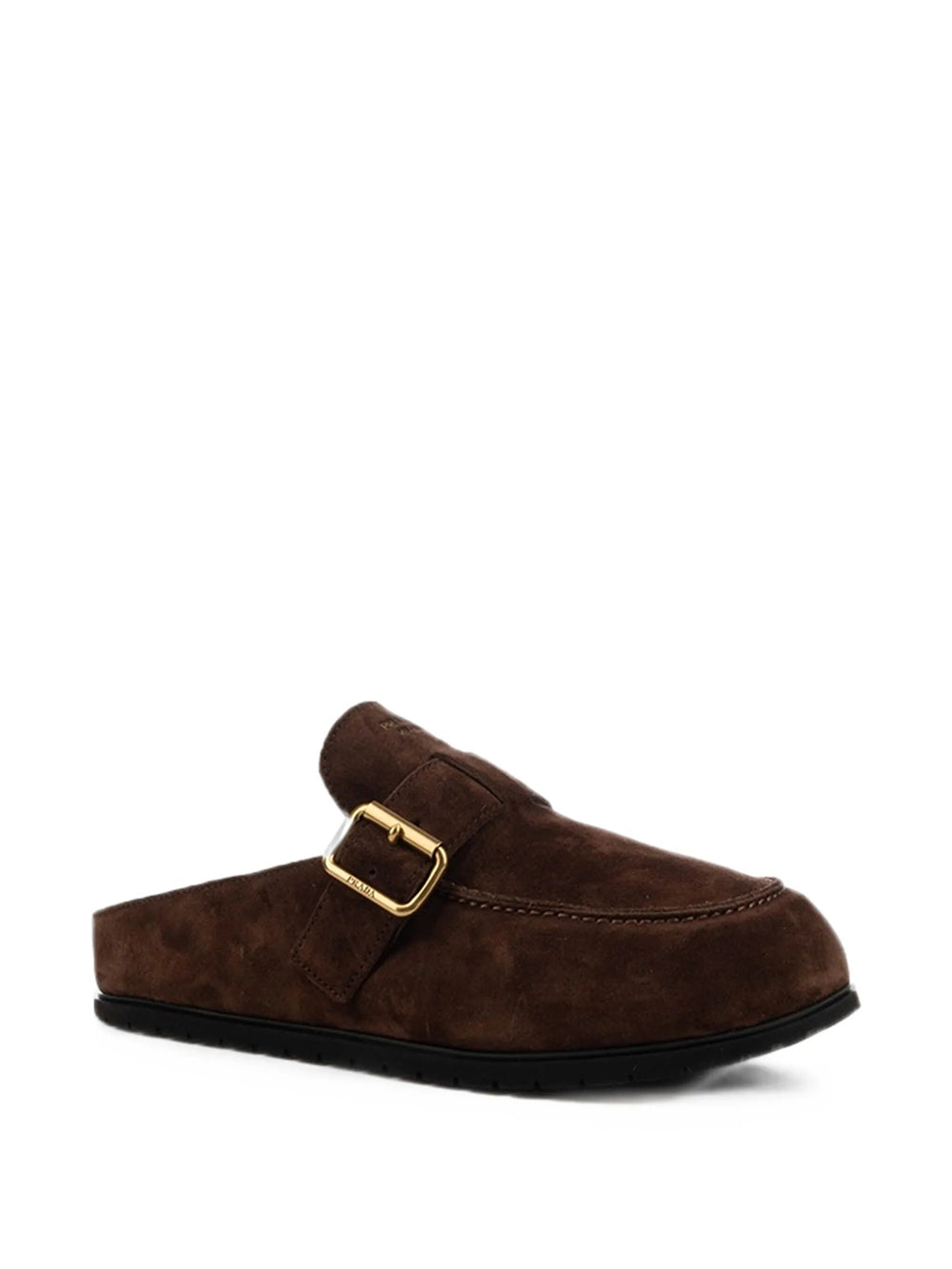 Prada Women Suede Slippers With Buckle And Sheepskin Lining PRADA