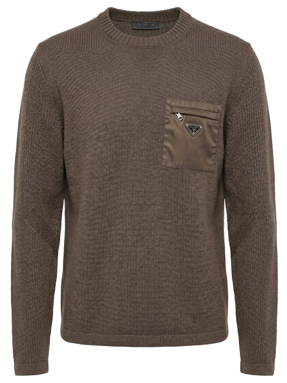 Prada Men Wool Sweater With Nylon Patch Pocket PRADA
