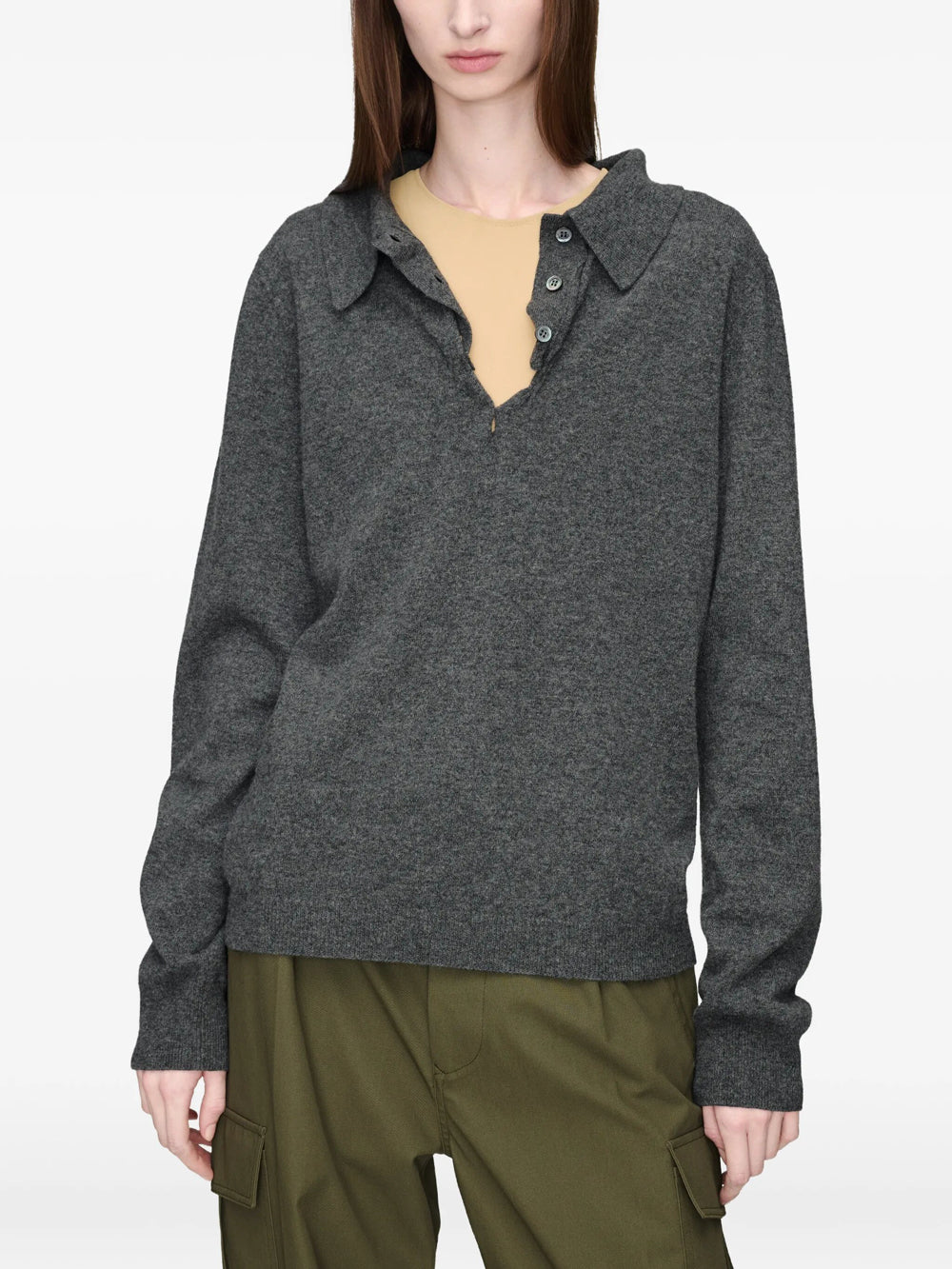 Maison Margiela Women Draped Collar Wool Polo Sweater MAISON MARGIELA