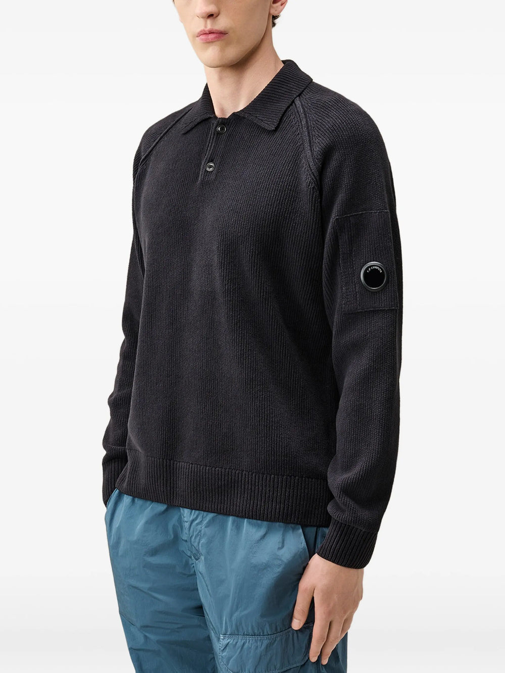 C.P. Company Men Lens-Detail Ribbed Polo Shirt C.P. COMPANY
