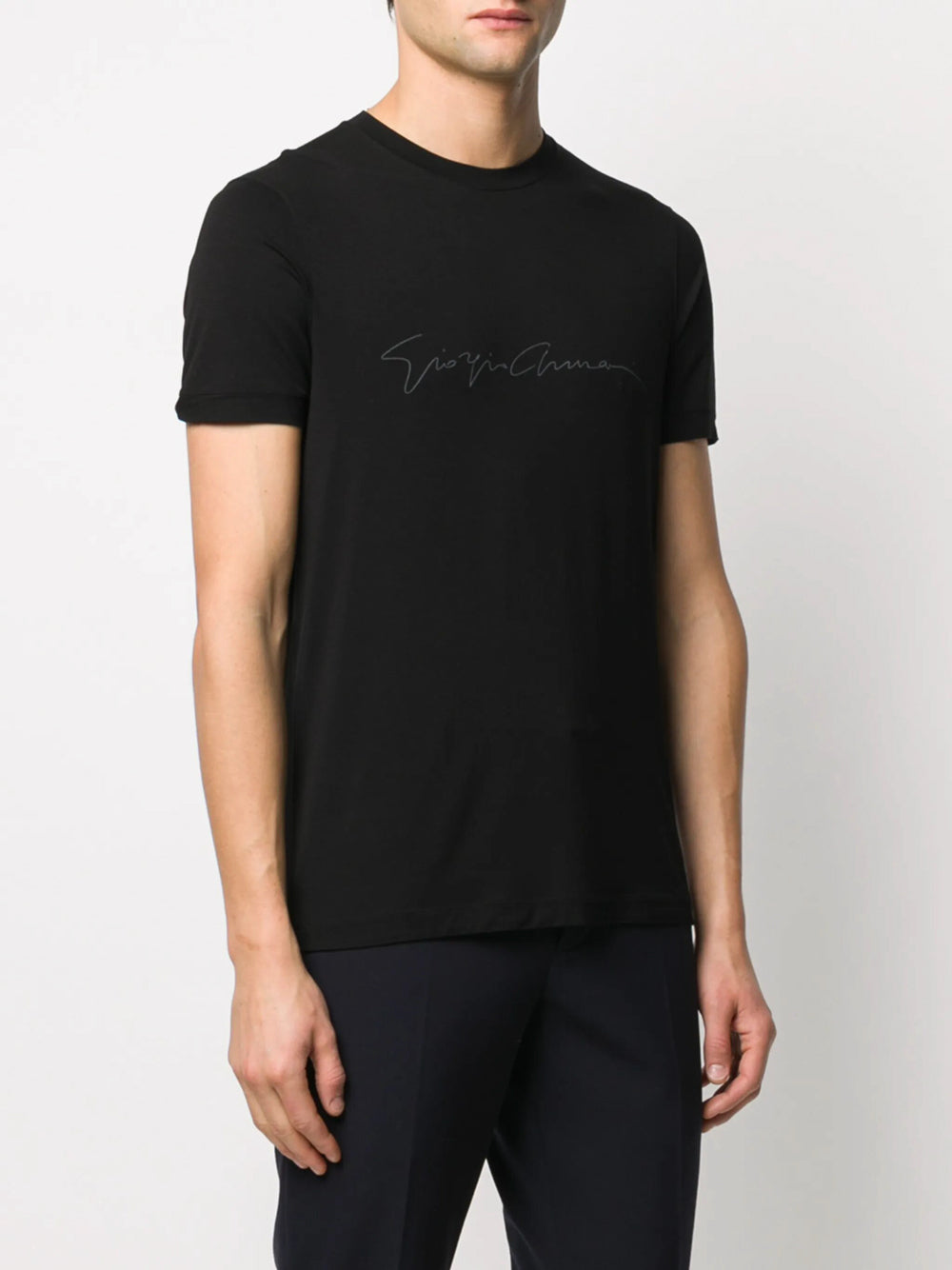 Giorgio Armani Men Asv Stretch-Viscose T-Shirt With Signature Logo GIORGIO ARMANI