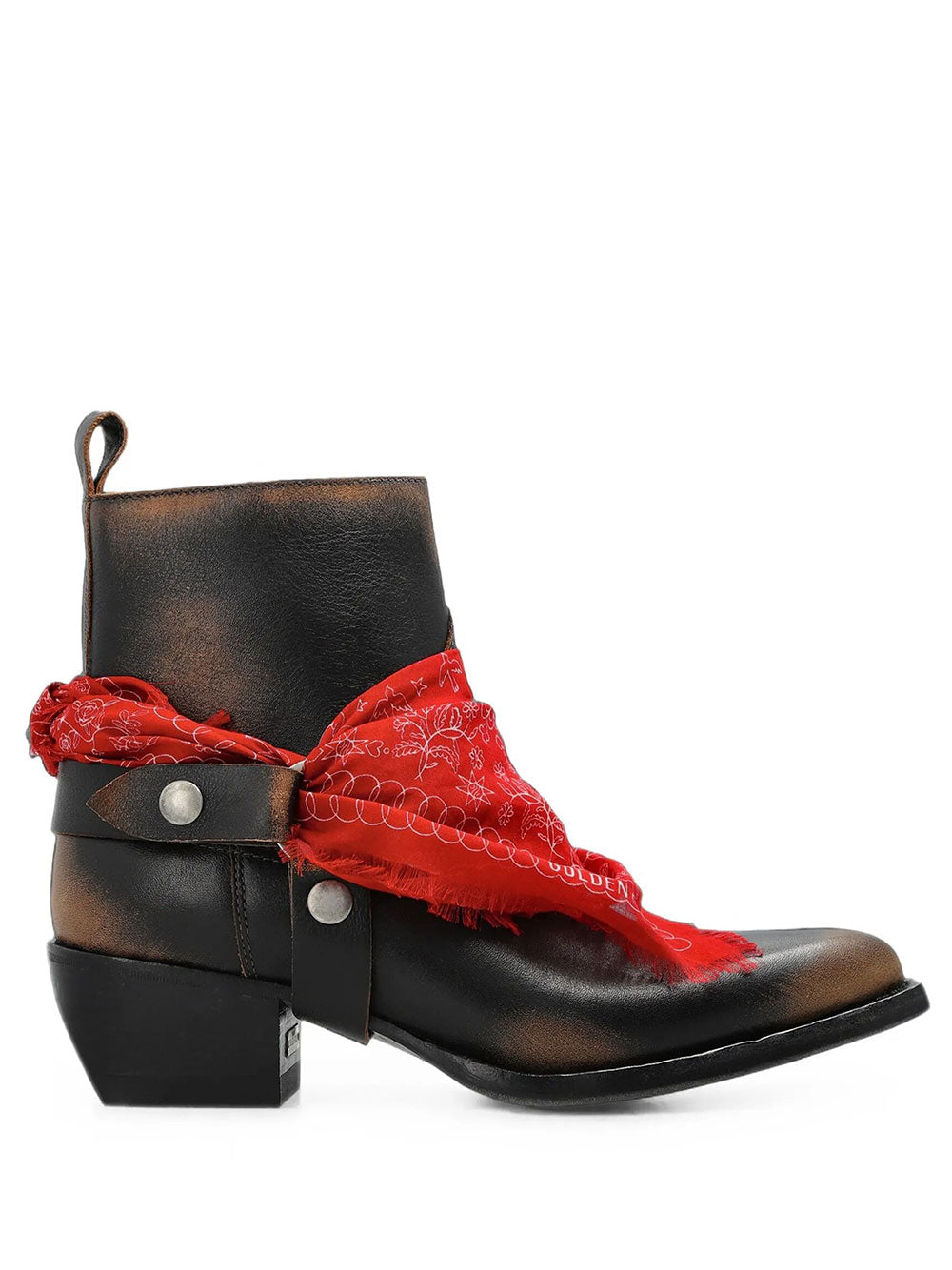 Golden Goose Women Stivali Debbie Bassi In Pelle Nera Con Fibbia Rimovibile E Bandana GOLDEN GOOSE