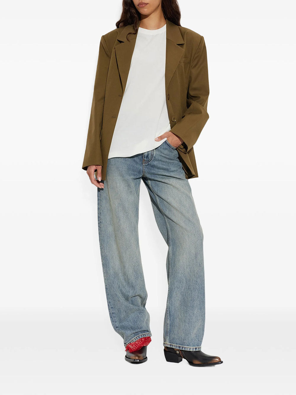 Golden Goose Women Stivali Debbie Bassi In Pelle Nera Con Fibbia Rimovibile E Bandana GOLDEN GOOSE