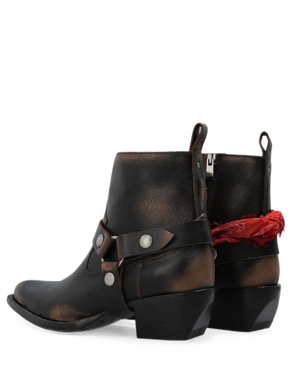 Golden Goose Women Stivali Debbie Bassi In Pelle Nera Con Fibbia Rimovibile E Bandana GOLDEN GOOSE