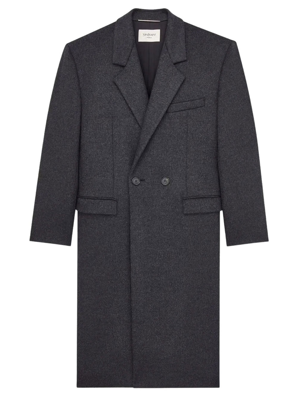 Saint Laurent Men Cappotto In Feltro Di Lana Pettinata Double-Face SAINT LAURENT
