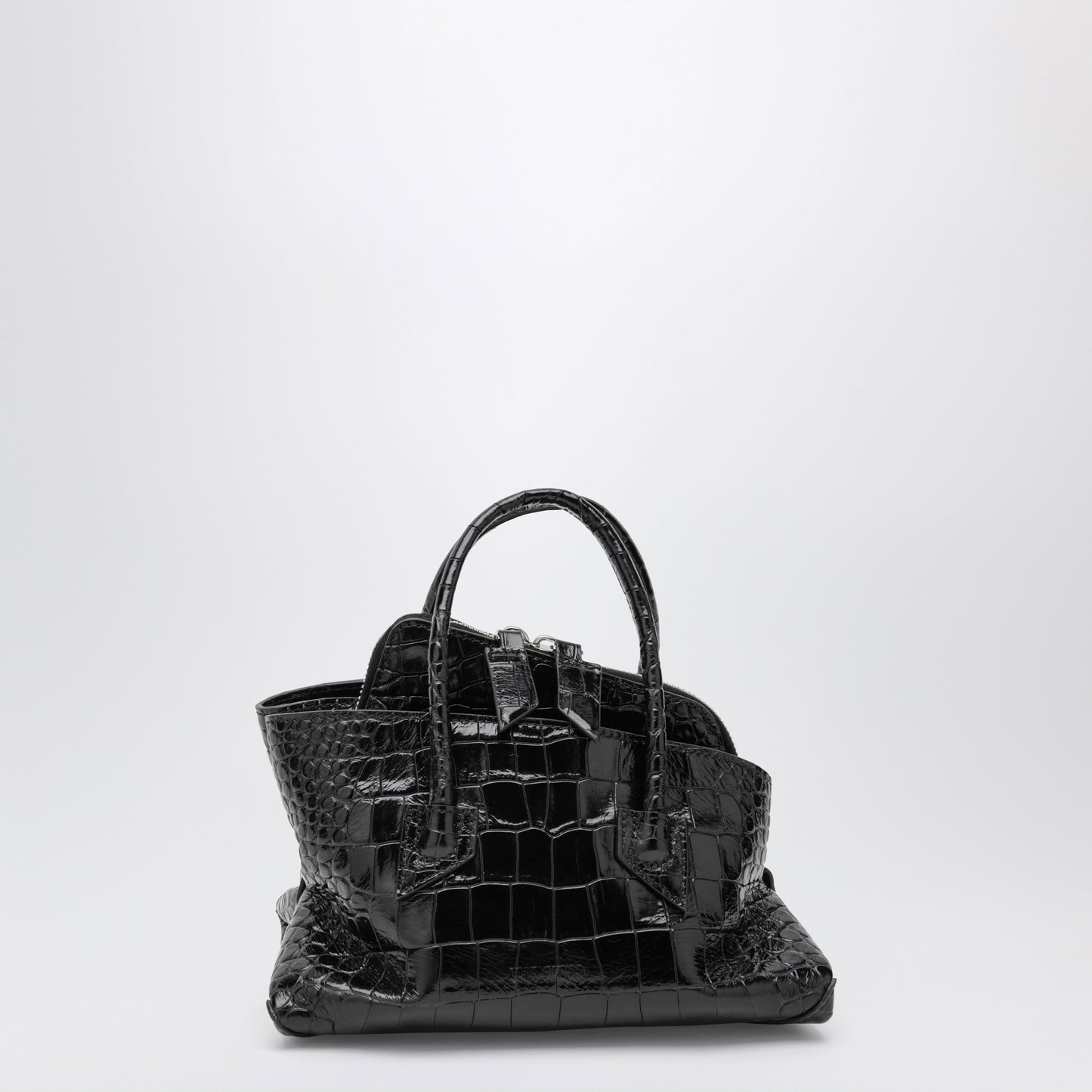 The Attico La Passeggiata Mini Black Crocodile-Print Leather Bag Women THE ATTICO