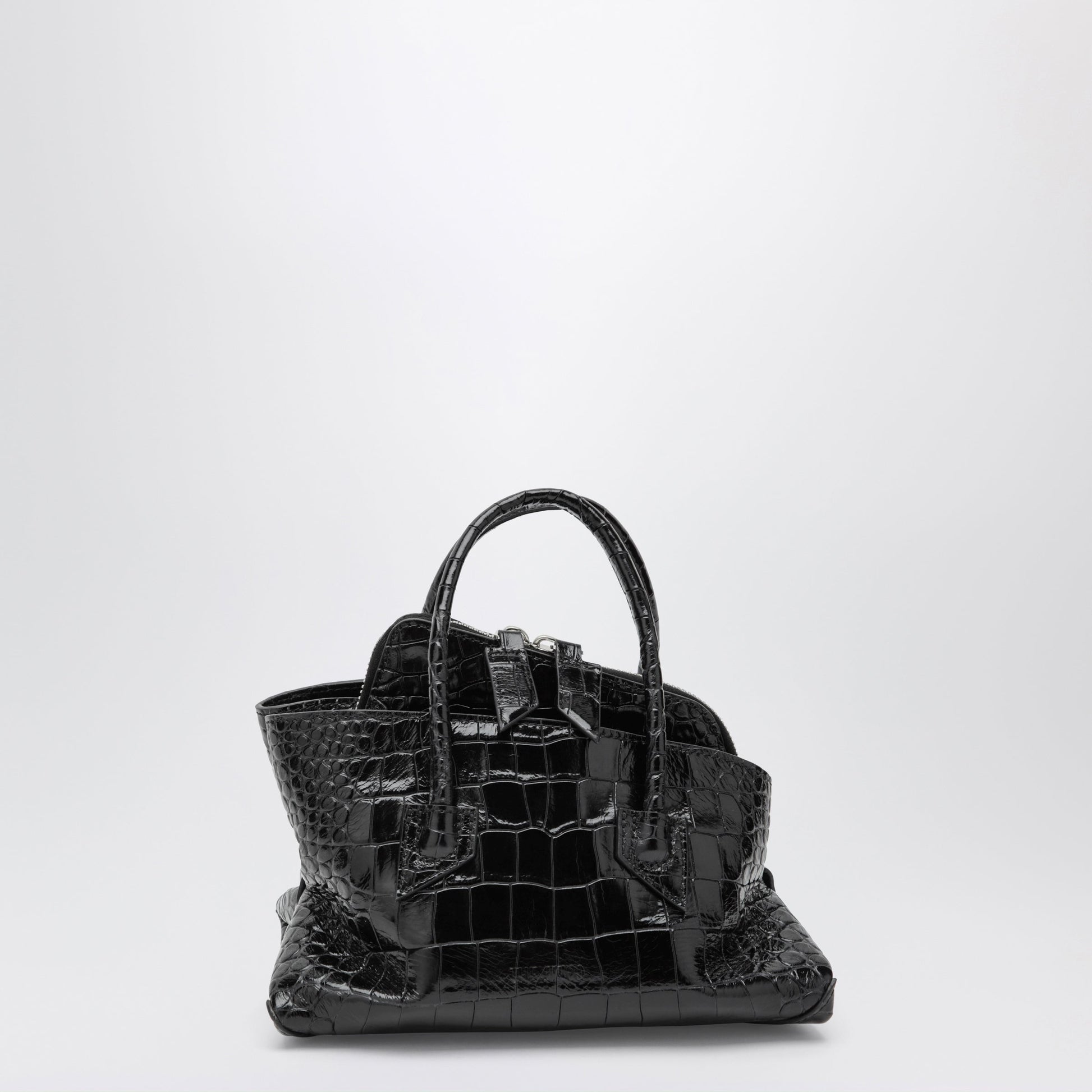 The Attico La Passeggiata Mini Black Crocodile-Print Leather Bag Women THE ATTICO
