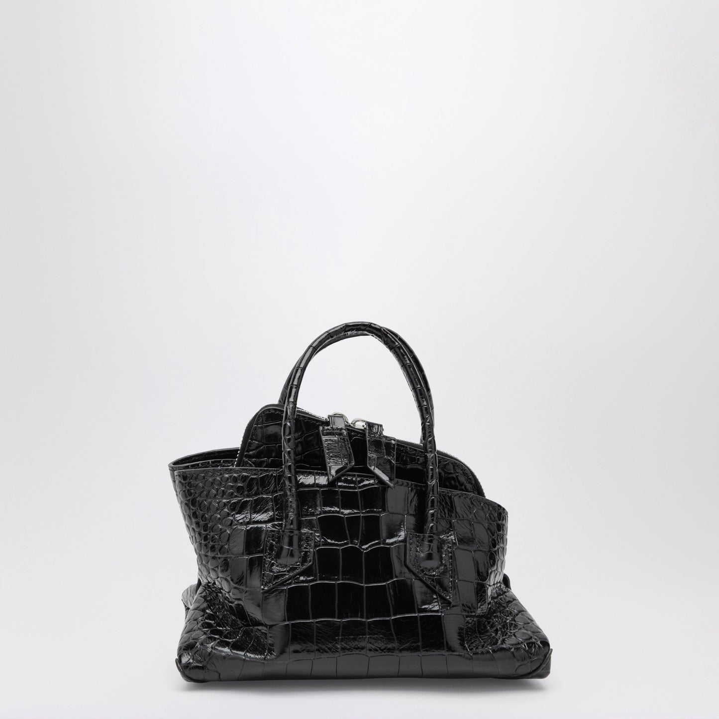 The Attico La Passeggiata Mini Black Crocodile-Print Leather Bag Women THE ATTICO