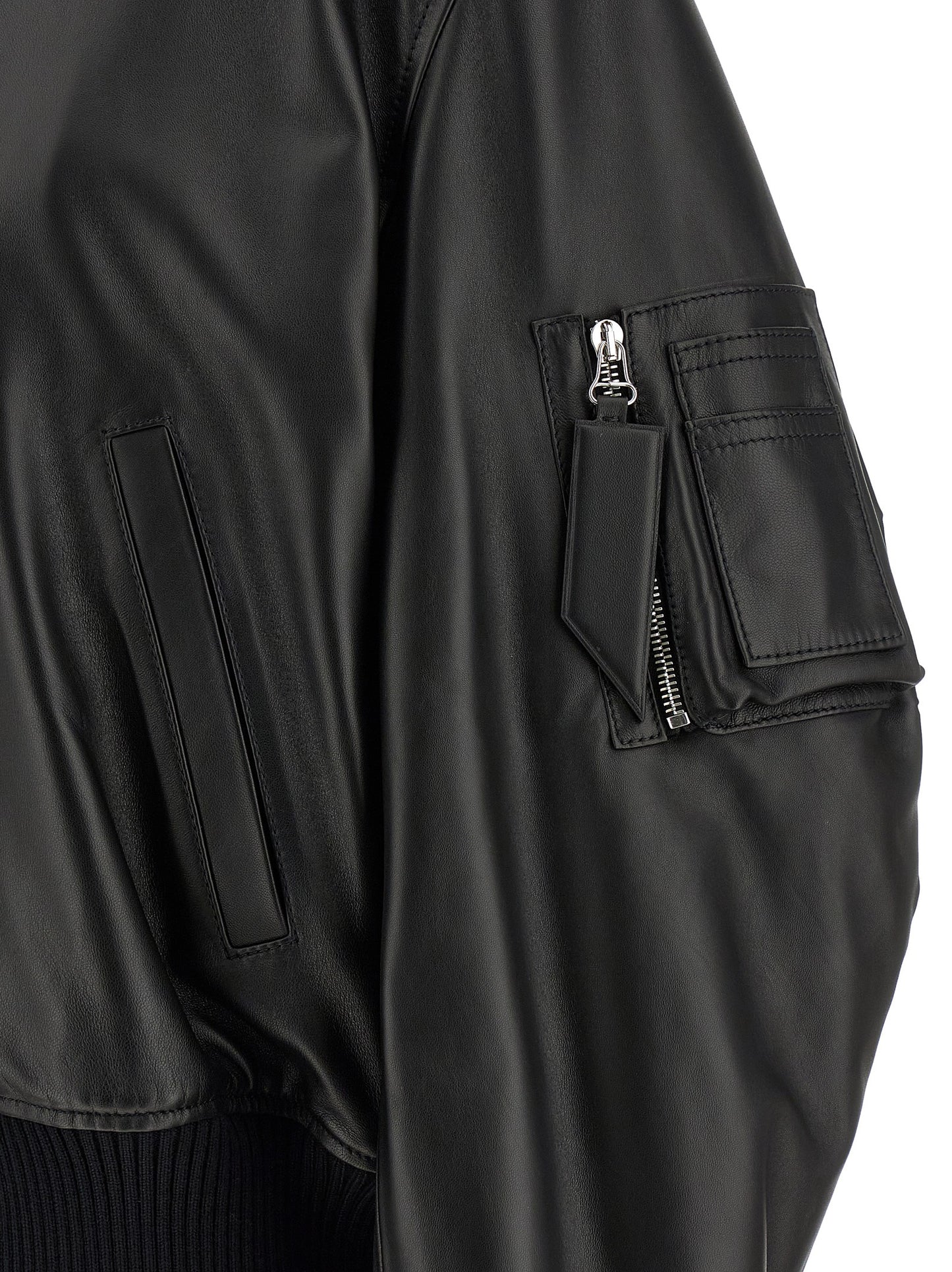 The Attico Women Leather Bomber Jacket THE ATTICO