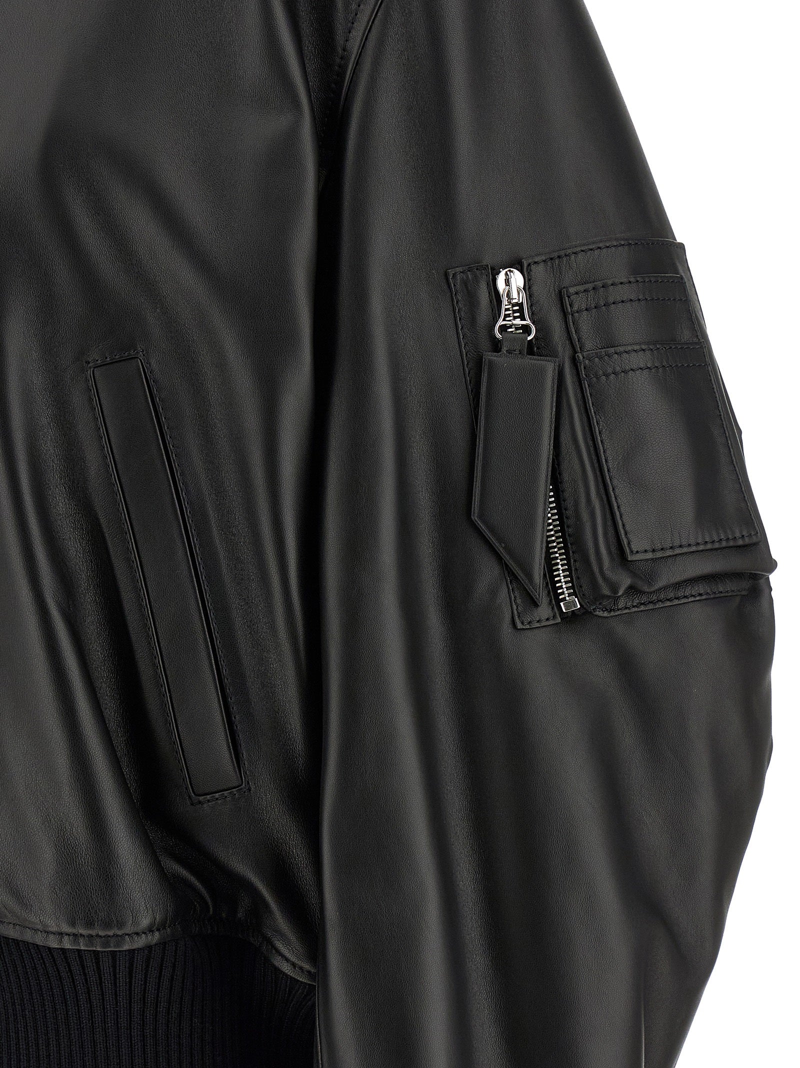 The Attico Women Leather Bomber Jacket THE ATTICO