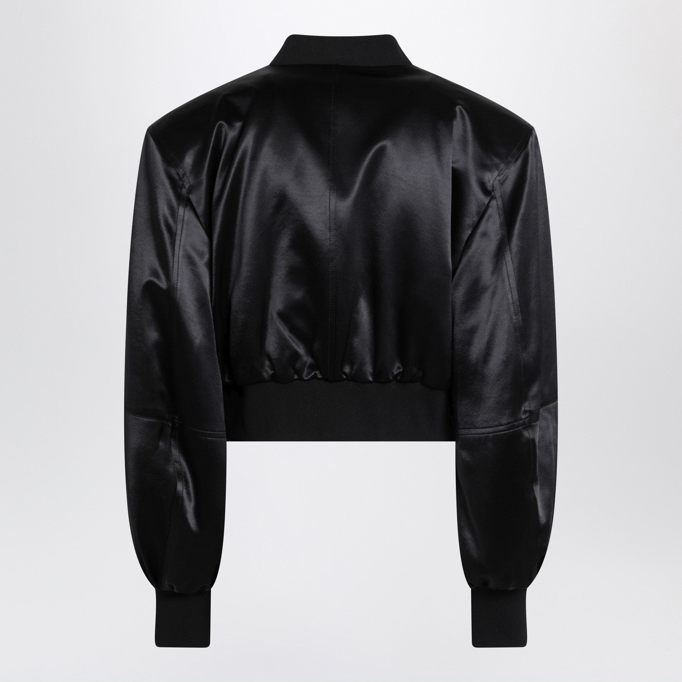 The Attico Black Shiny Cropped Bomber Women THE ATTICO