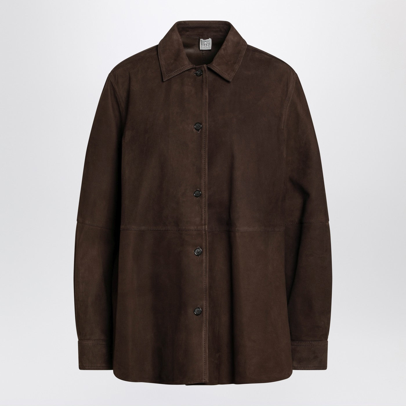 Toteme Brown Leather Shirt Jacket Women TOTEME