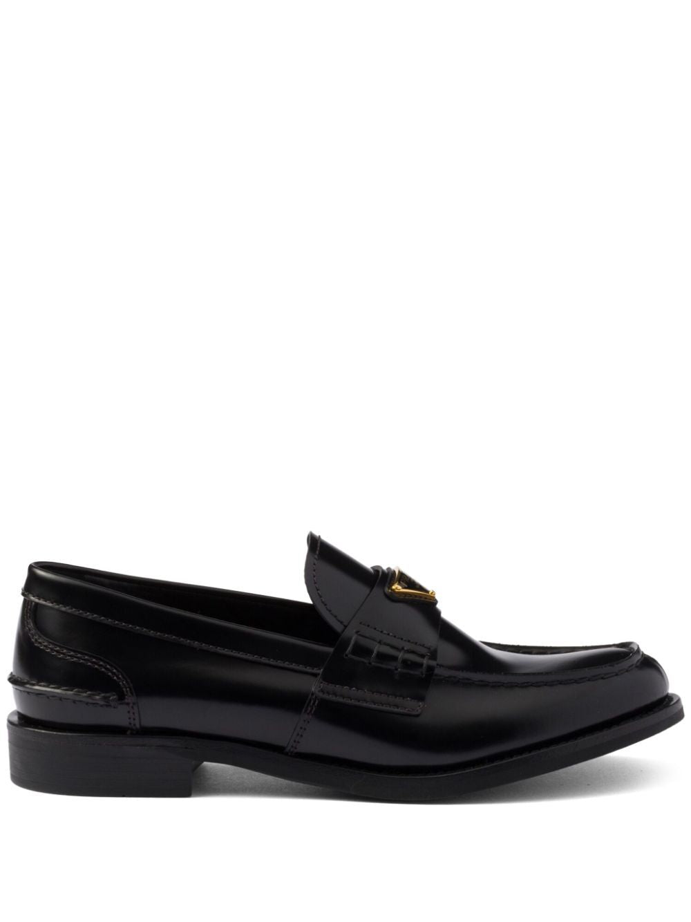 Prada Women Brushed Leather Loafers With Leather Band PRADA