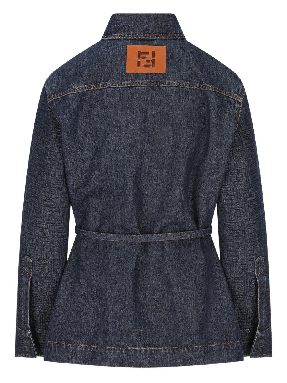 Fendi Women Go-To Denim Shirt Jacket With Quilted Ff Motif FENDI